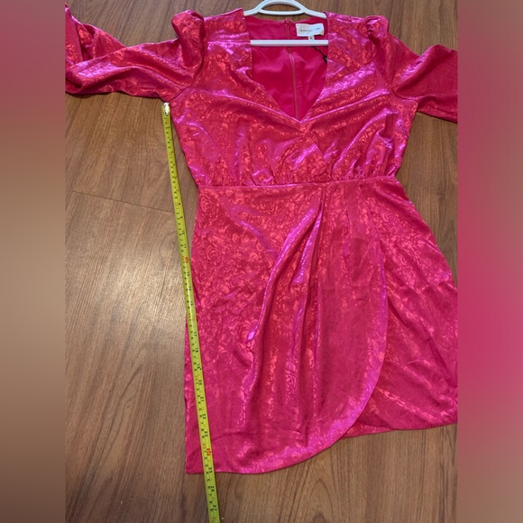 🌸ADELYN RAE💗hot pink silk floral Lindsey Wrap Jacquard Mini wrap Dress NWT - Picture 14 of 16